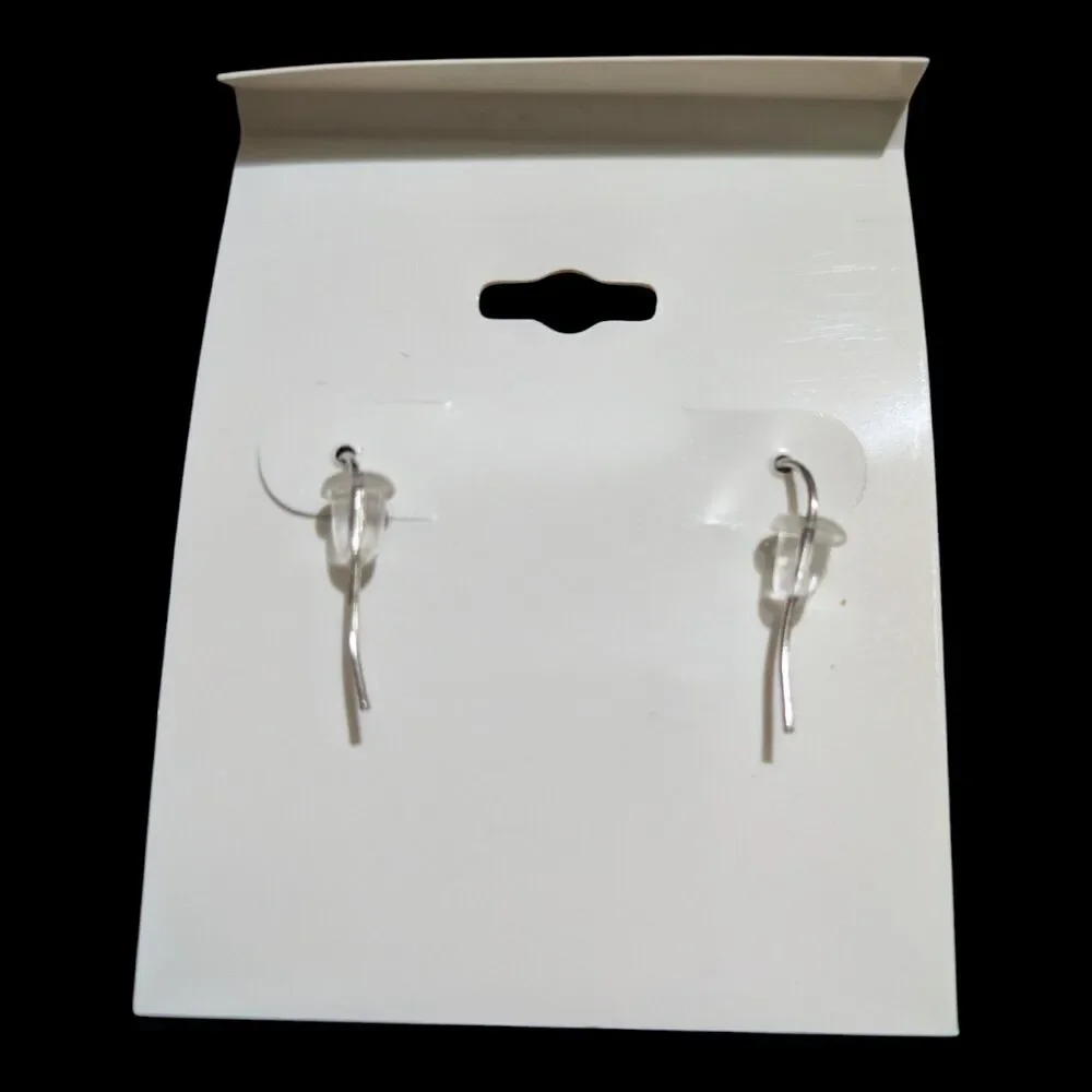 Silver Dragonfly Dangle Earrings Rhinestone Sparkle No Lead